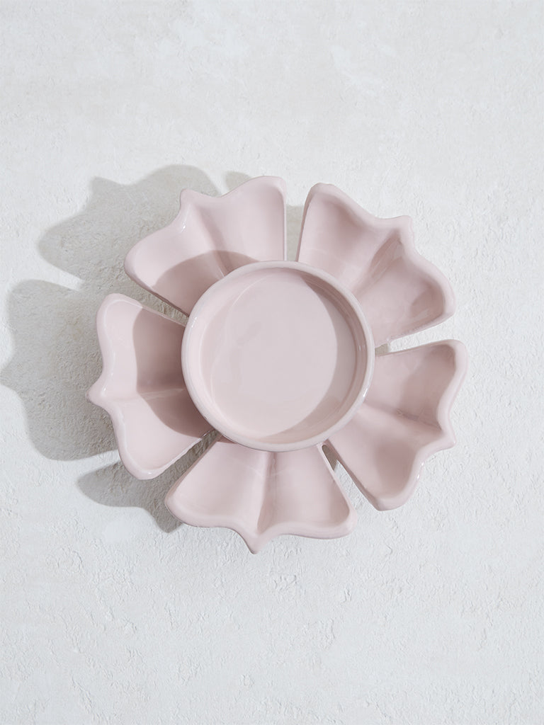 Westside Home Light Pink Lotus Pillar Candle Stand