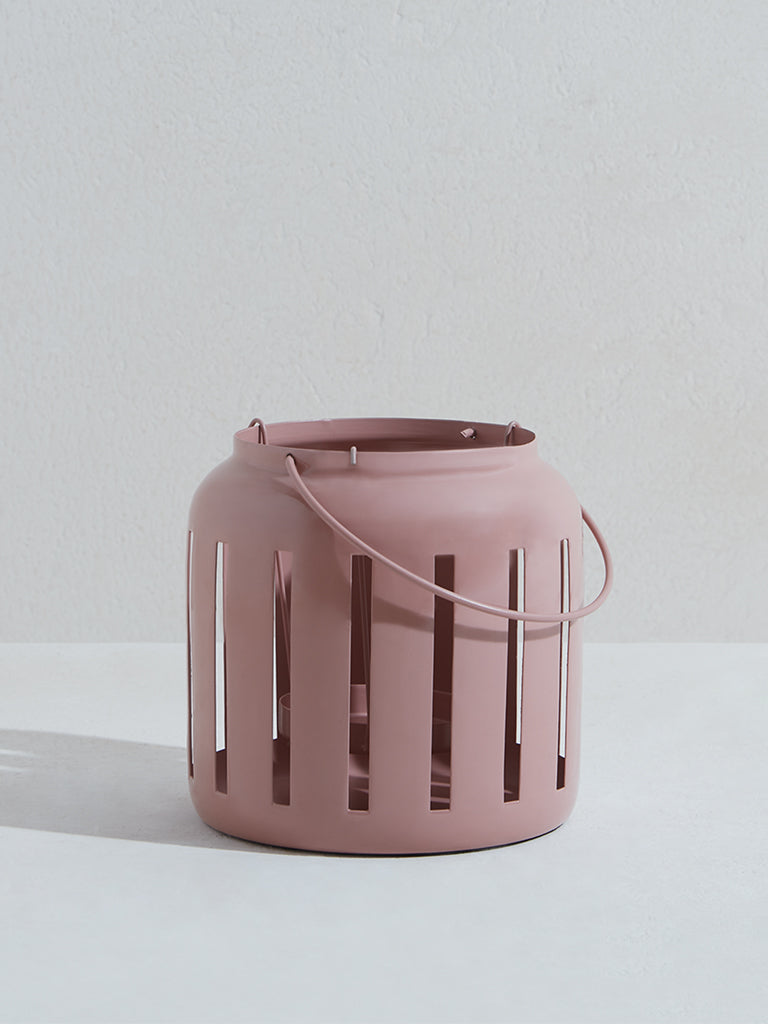 Westside Home Dusty Pink Metal Hurricane Candle Stand