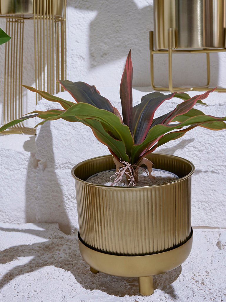 Westside Home Gold Ribbed Planter on Stand