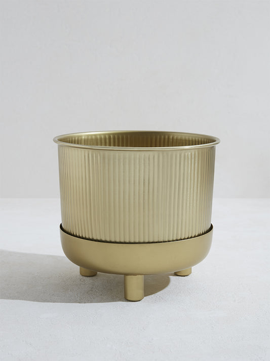 Westside Home Gold Ribbed Planter on Stand