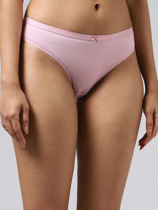 Wunderlove Pink & Purple Printed Bikini Briefs - Pack of 3