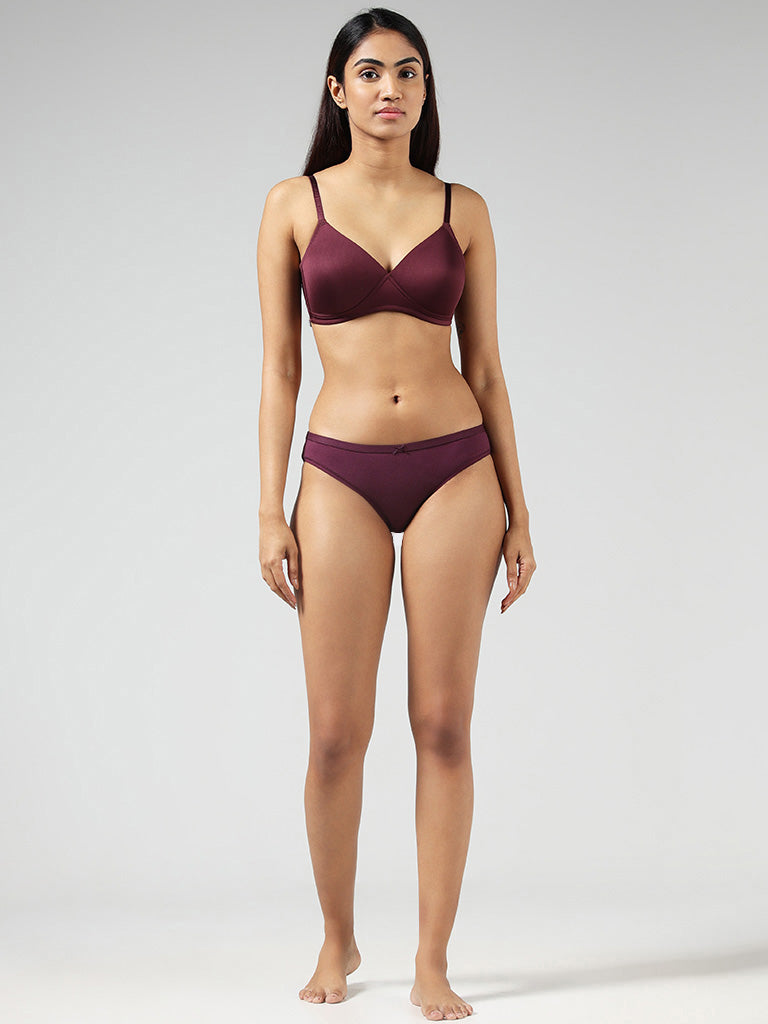 Wunderlove Violet Cotton Blend Bikini Briefs - Pack of 3