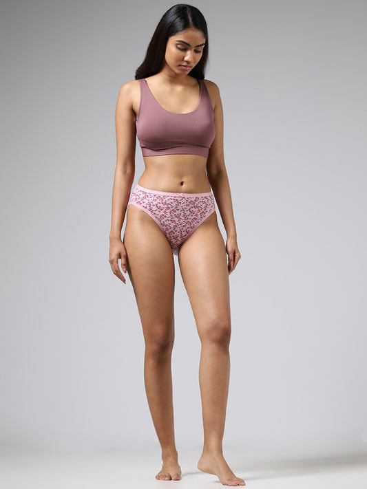 Wunderlove Pink & Purple Printed High-Leg Briefs - Pack of 3