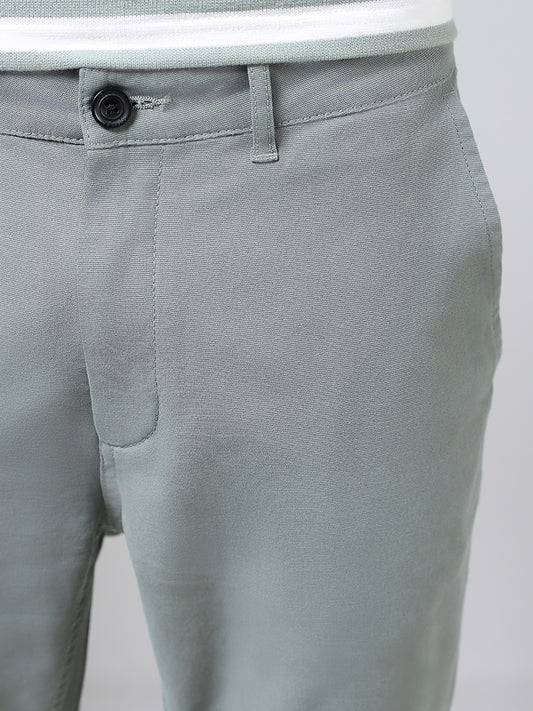 Nuon Solid Sage Green Slim Fit Chinos