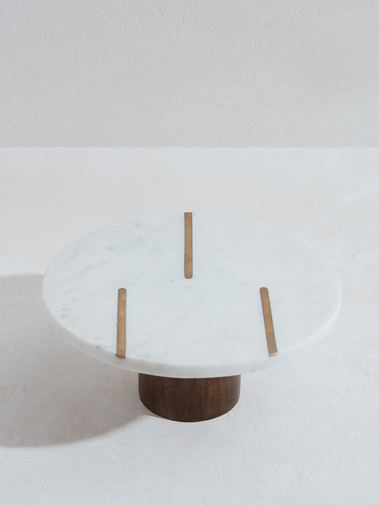 Westside Home White Marble Cake Stand