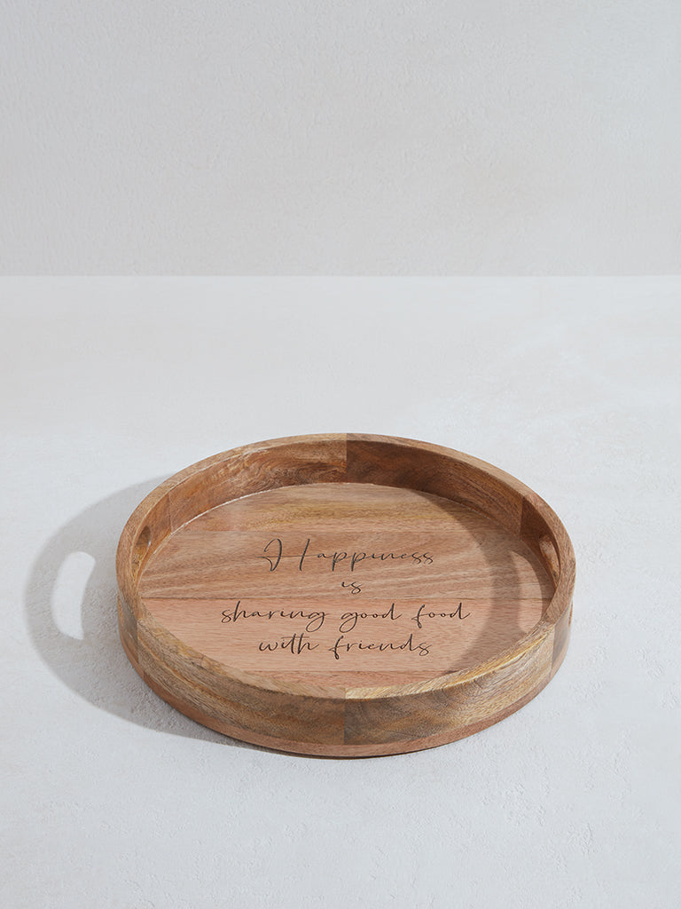 Westside Home Brown Text Design Round Tray