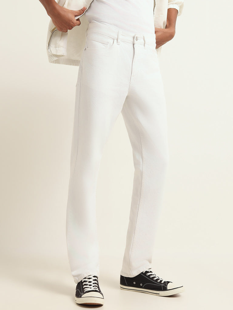 Nuon White Relaxed - Fit Mid - Rise Jeans