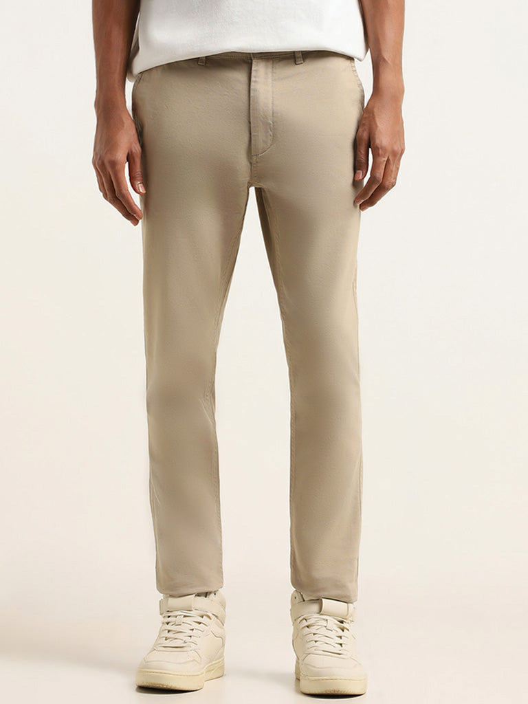Nuon Beige Relaxed - Fit Mid - Rise Jeans