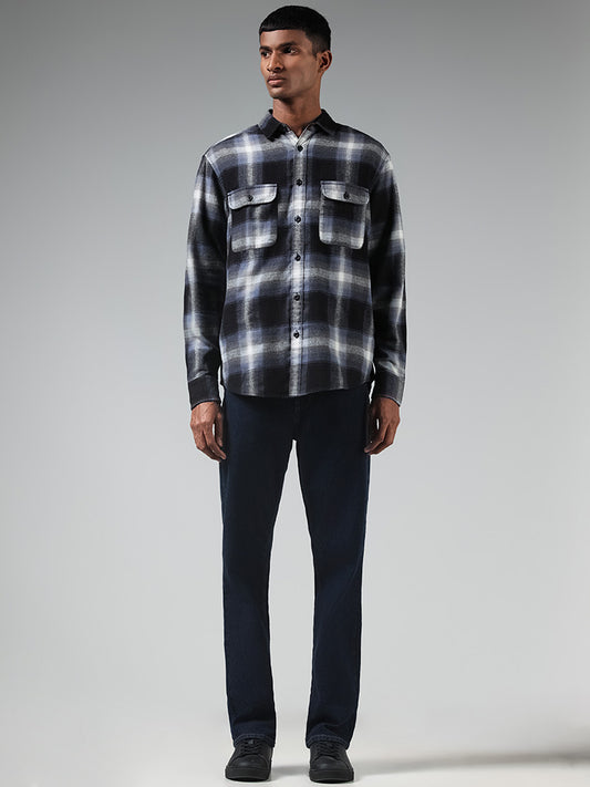 Nuon Blue Checked Relaxed Fit Shirt