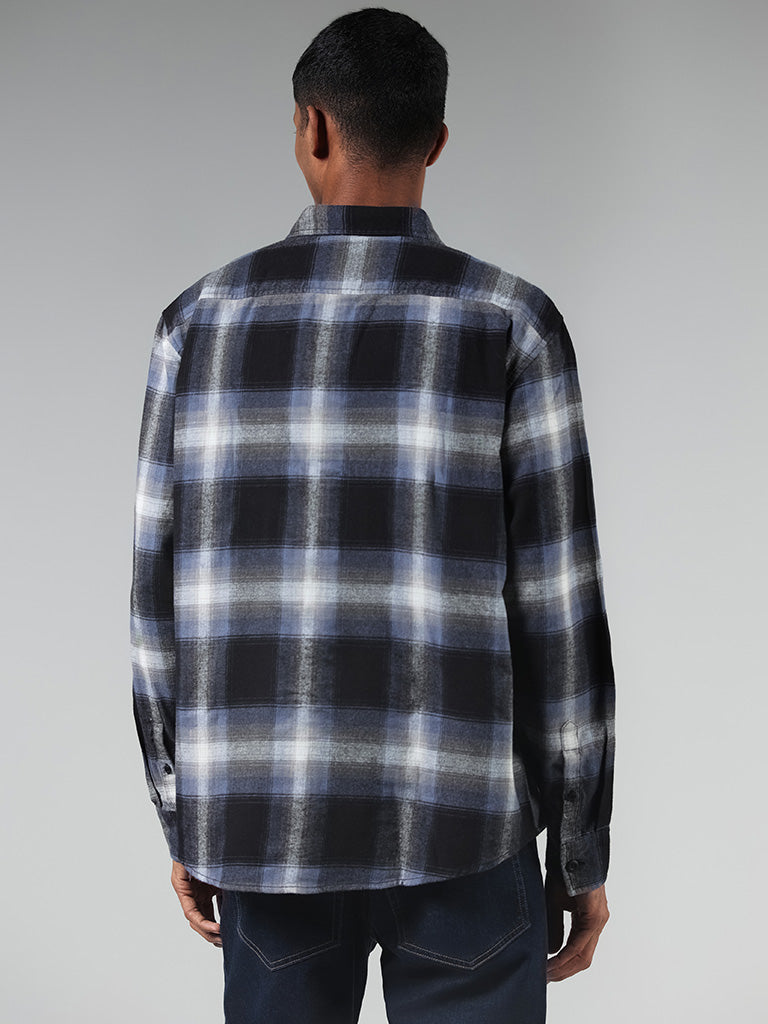 Nuon Blue Checked Relaxed Fit Shirt