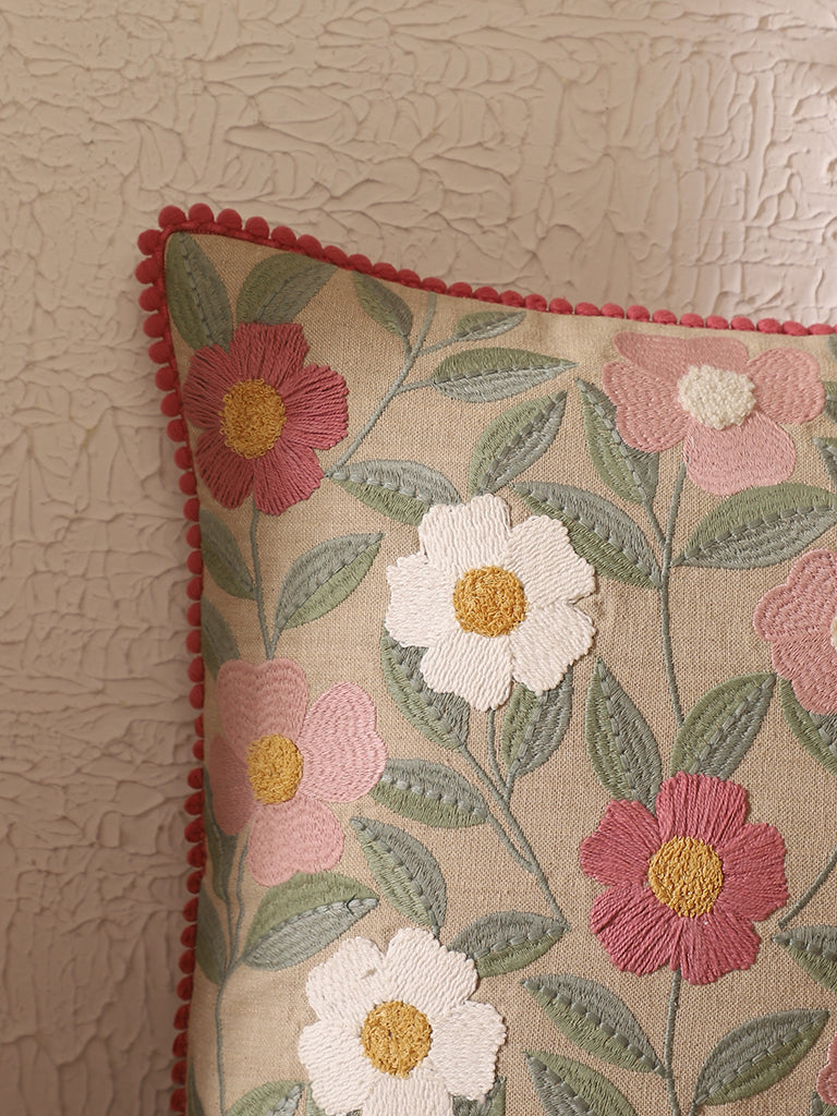 Buy Westside Home Withered Rose Floral Embroidered Cushion Cover from
