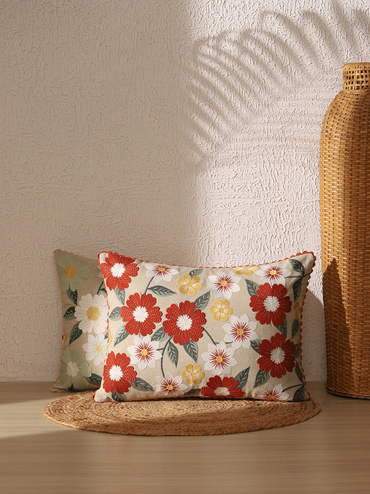 Westside Home Multicolor Big Daisy Embroidered Cushion Cover