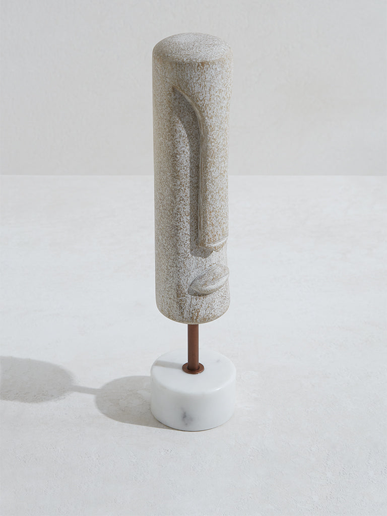 Westside Home Beige Long Face on Marble Stand