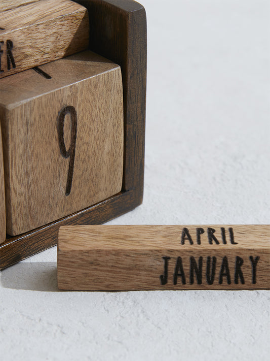 Westside Home Dark Brown Wooden Desk Calendar
