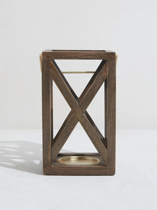 Westside Home Brown Wooden Cross Candle Stand-Large