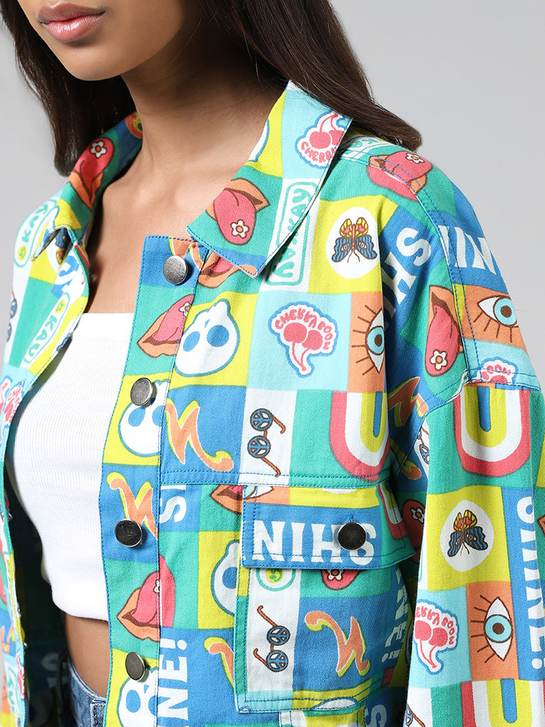 Nuon Multicolour Abstract Printed Cotton Jacket