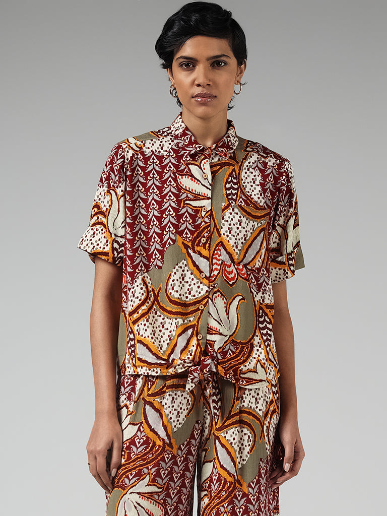 LOV Multicolour Printed Knotted Shirt