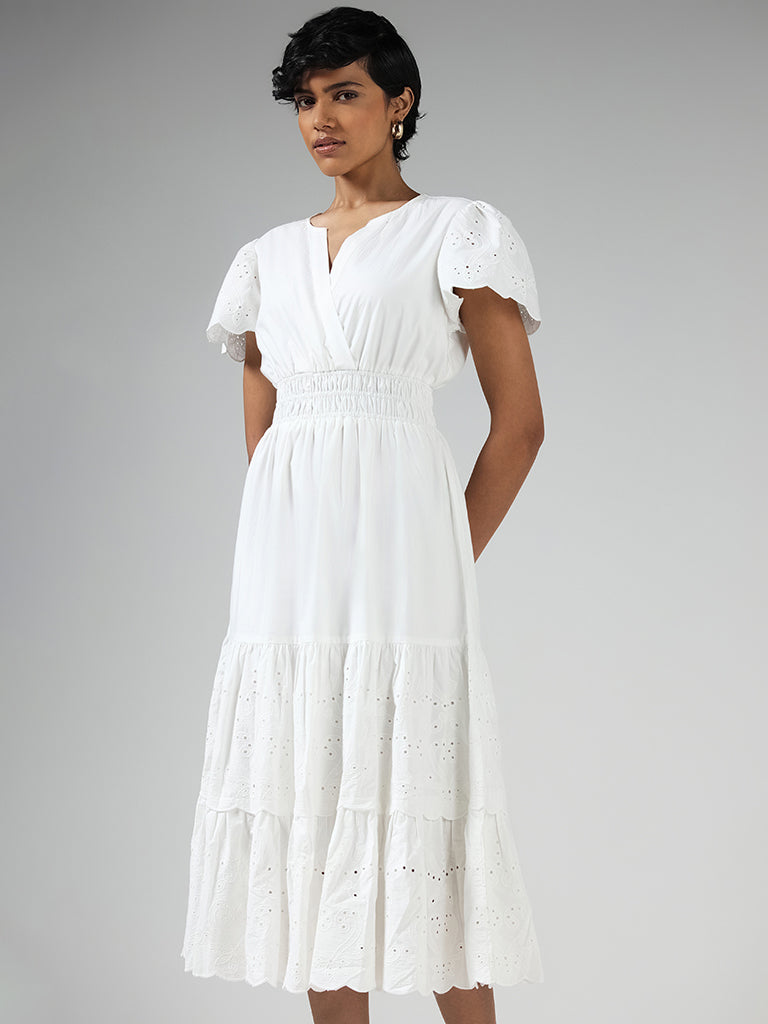 LOV White Schiffli Dress