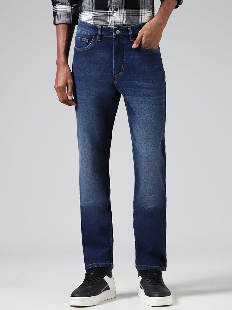 Nuon Dark Blue Straight - Fit Mid - Rise Jeans