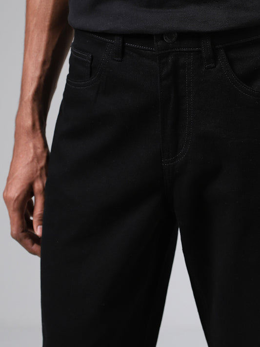 Nuon Solid Black Denim Straight Jeans