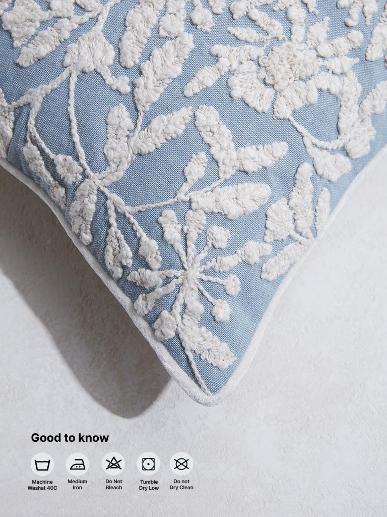 Westside Home Aqua Embroidered Cushion Cover