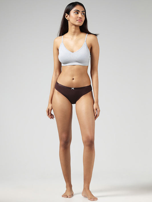 Wunderlove Solid Maroon Bikini Briefs - Pack of 3