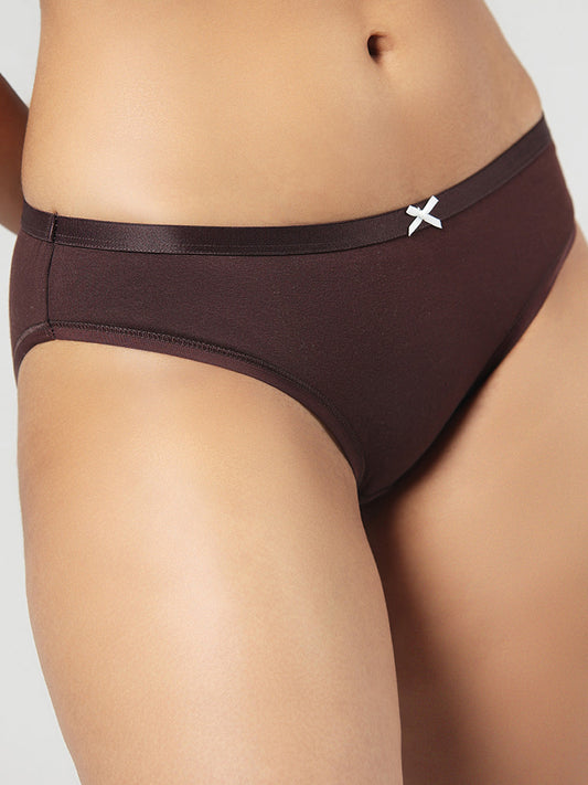 Wunderlove Solid Maroon Bikini Briefs - Pack of 3