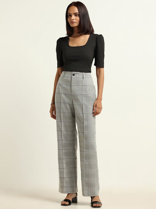 Wardrobe Grey Checked Trousers