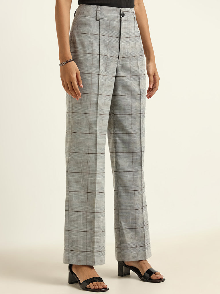 Wardrobe Grey Checked Trousers