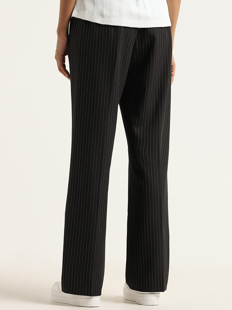 Wardrobe Black Striped-Patterned Trousers