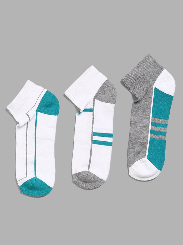 WES Lounge Color-Block Multicolor Cotton Blend Socks - Pack of 3