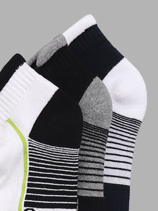 WES Lounge Color-Block Striped Multicolor Cotton Blend Socks - Pack of 3