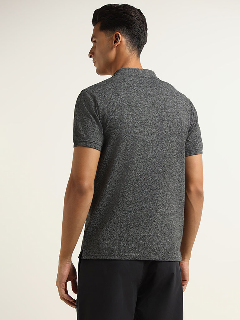 WES Casuals Grey Self-Patterned T-Shirt