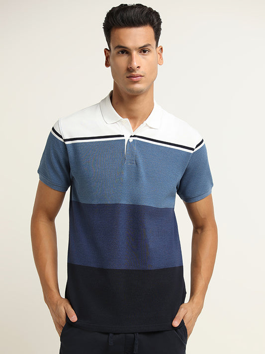 WES Casuals Blue Striped T-Shirt