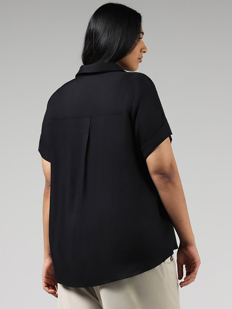 Gia Solid Black Pintuck Shirt