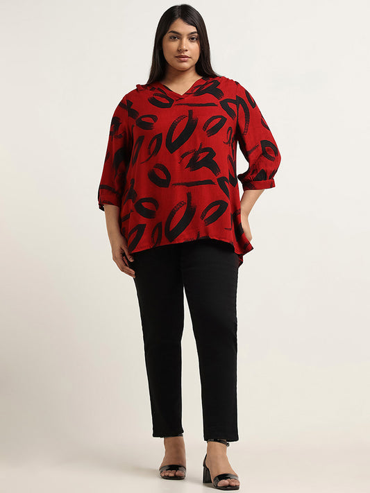Gia Red Printed Top