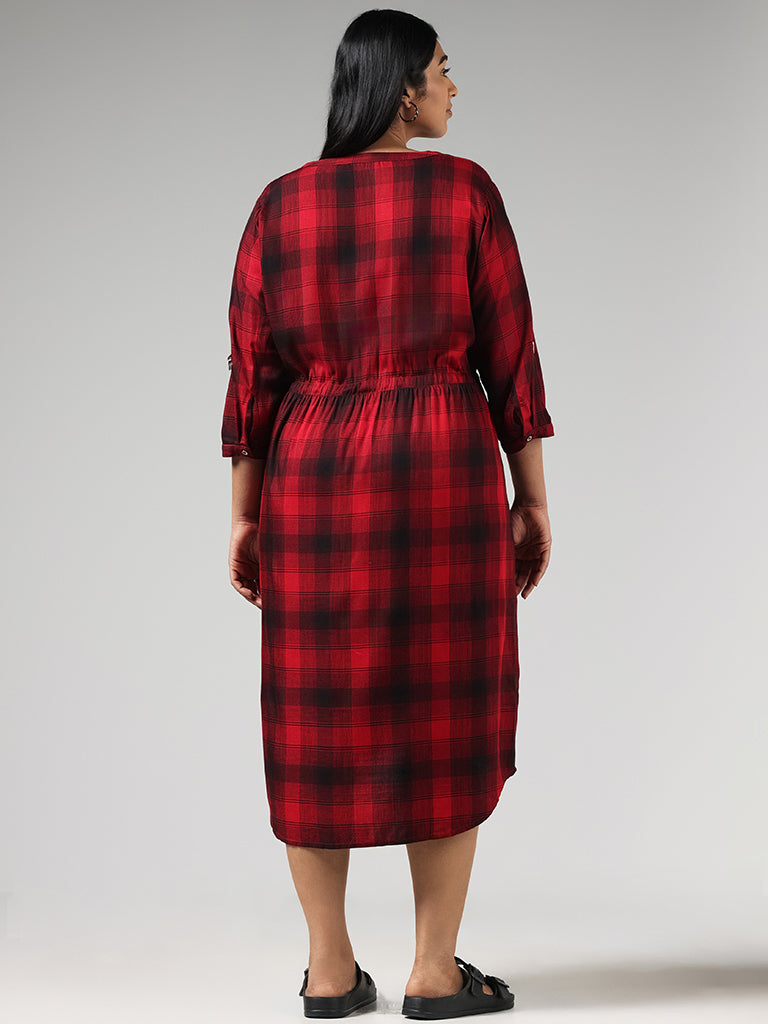 Gia Red Checked High-Low Dress