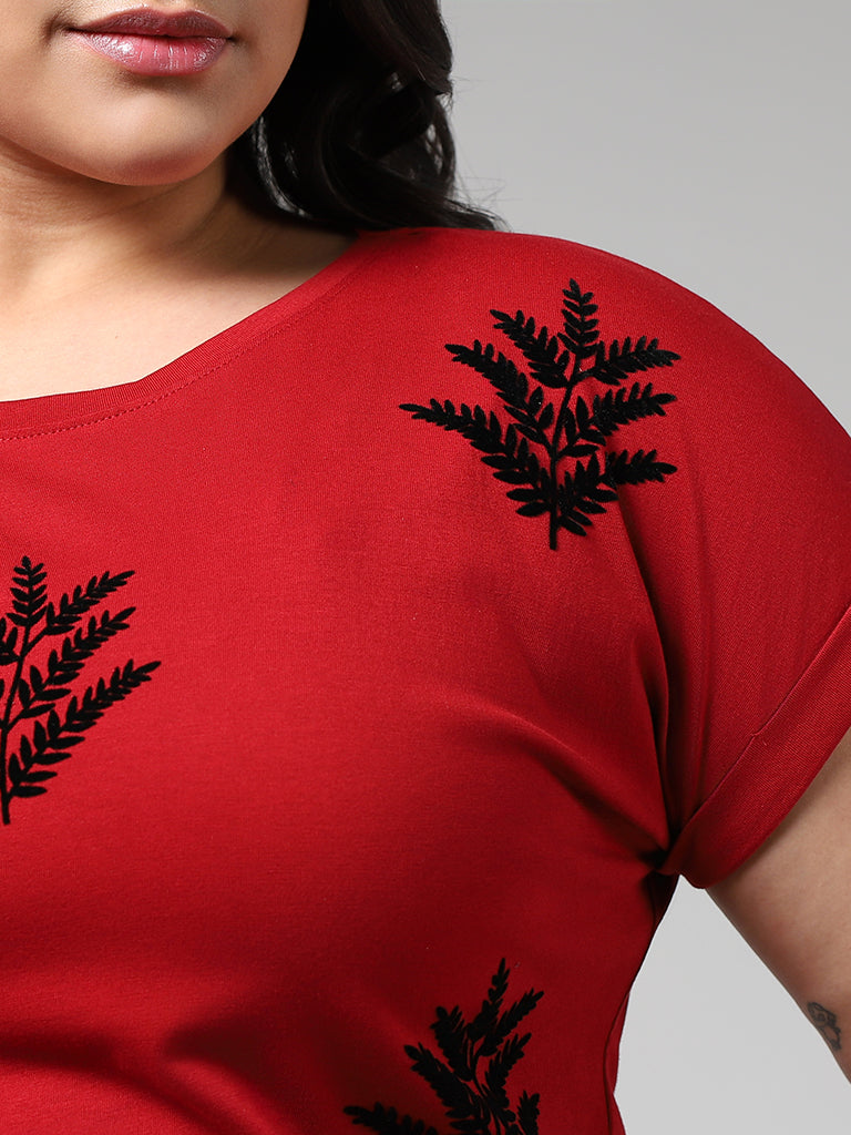 Buy Gia Red Nature Printed T-Shirt from Westside