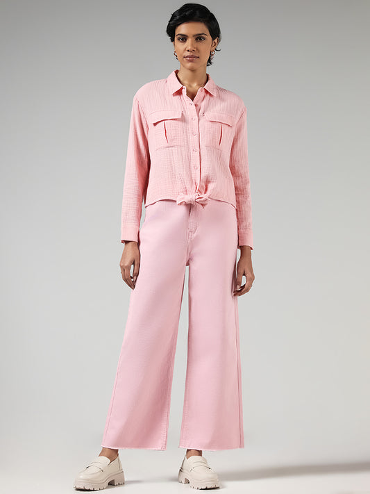 LOV Light Pink Wide Leg - Fit High - Rise Jeans