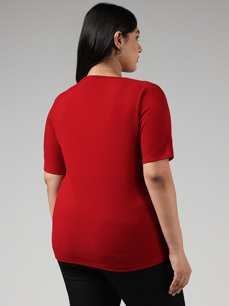 Westside Neck Red Cut-Out Gia Buy T-Shirt Solid from