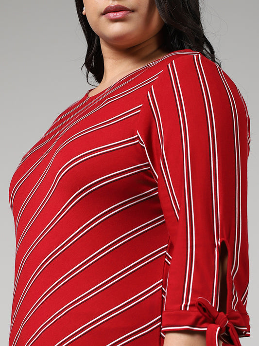 Gia Red Dual-Striped Top