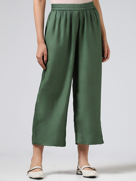 Zuba Solid Olive Palazzos