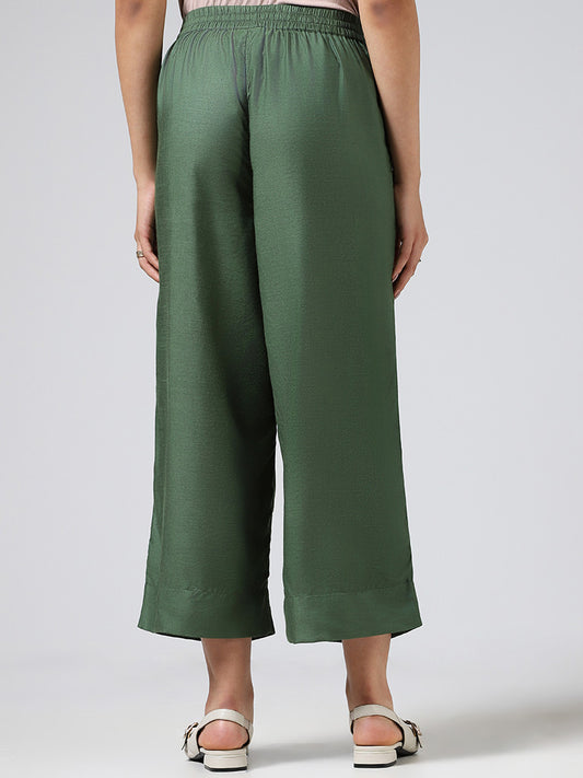 Zuba Solid Olive Palazzos