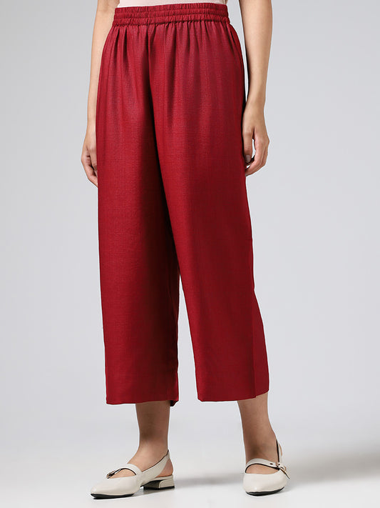 Zuba Solid Maroon Palazzos