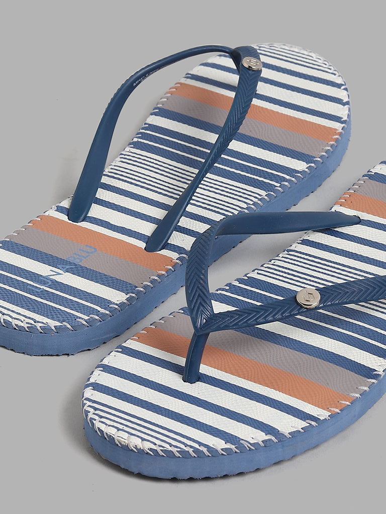 Buy LUNA BLU Blue Striped Flip Flop from Westside