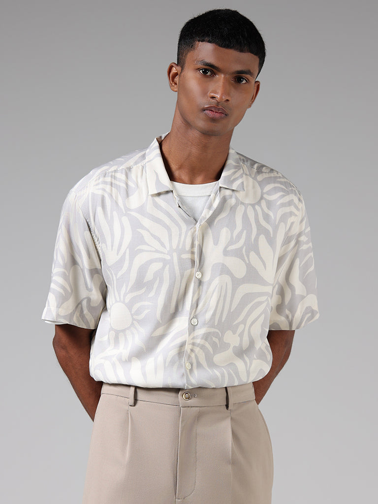 Nuon Off White Abstract Print Relaxed Fit Shirt