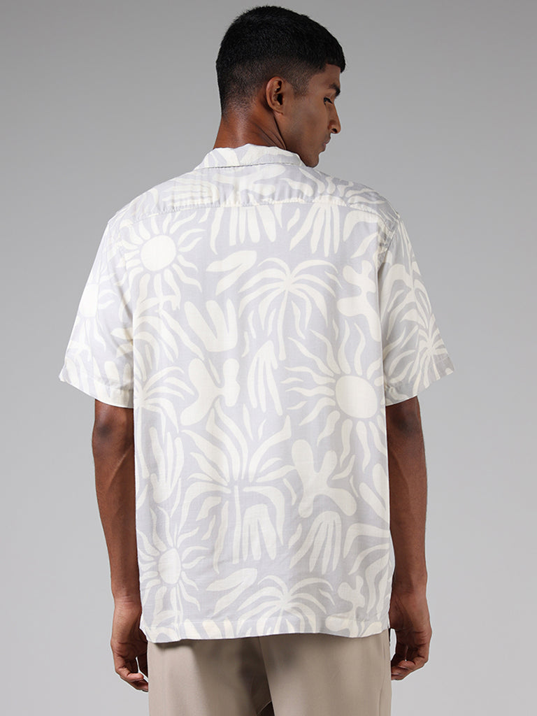 Nuon Off White Abstract Print Relaxed Fit Shirt