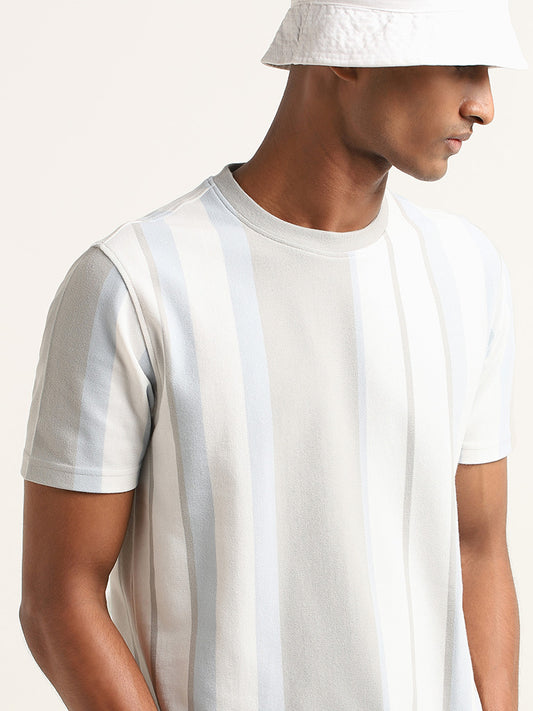 Nuon Multicolor Striped Cotton Blend Slim Fit T-Shirt
