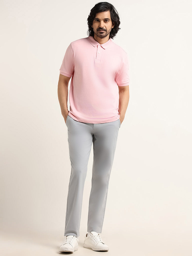 WES Casuals Grey Slim Fit Chinos