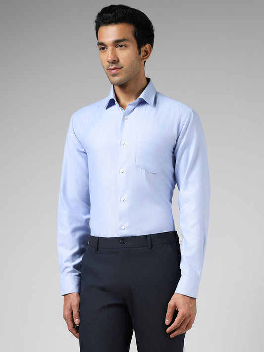 WES Formals Blue Relaxed Fit Shirt